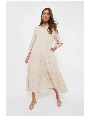 Pomander Place Mabel Tiered Maxi Dress Sandstone Size Medium